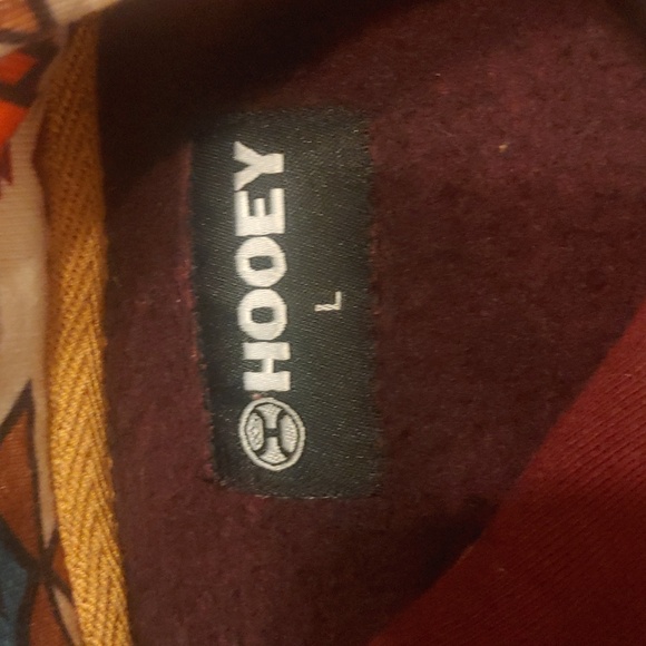 Hooey Maroon Hoodie with Geometric Pattern On Pocket And Hood Large - Picture 8 of 9